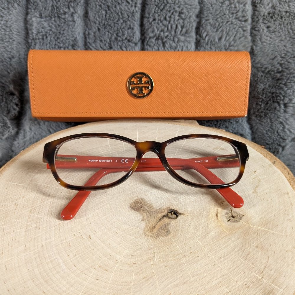 Tory Birch Small Optical Frame Eyeglasses Tortoise Orange With Case